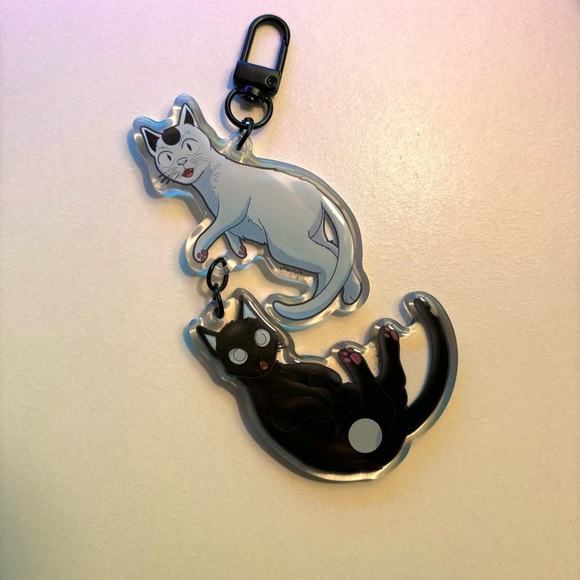 Yin Yang Cats Fanmade Acrylic Charm/Keychain | Cute Cartoon Aesthetic - Picture 2 of 3